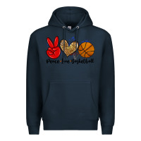 Navy peace love basketball Premium Hoodie - Zillion Design Studio