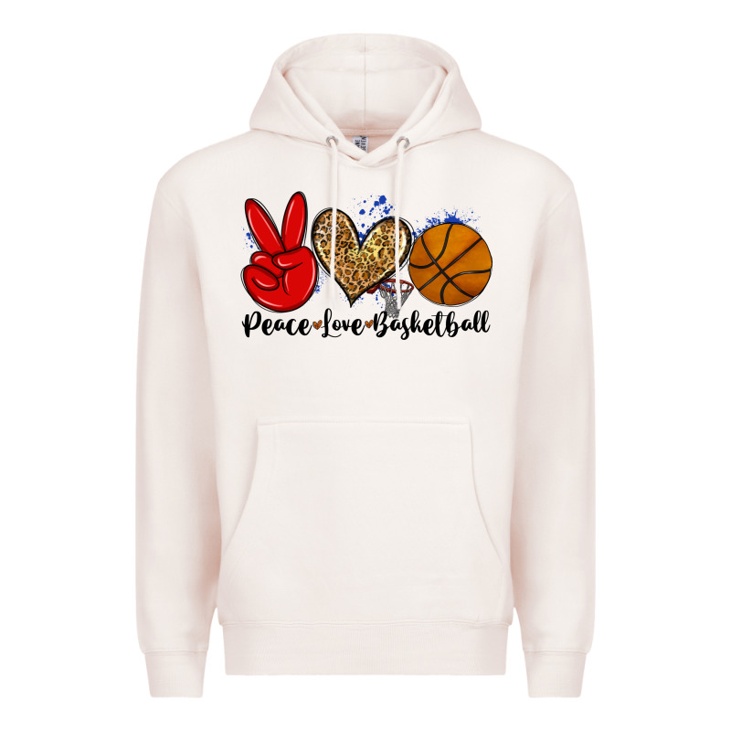 Peace Love Basketball Premium Hoodie by Zillion Design Studio | Teevron
