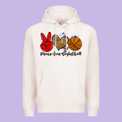 Peace Love Basketball Premium Hoodie Designed By Zillion Design Studio
