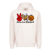 Pale Pink peace love basketball Premium Hoodie - Zillion Design Studio