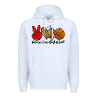 White peace love basketball Premium Hoodie - Zillion Design Studio