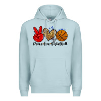 Blue Mist peace love basketball Premium Hoodie - Zillion Design Studio