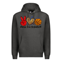 Charcoal Heather peace love basketball Premium Hoodie - Zillion Design Studio