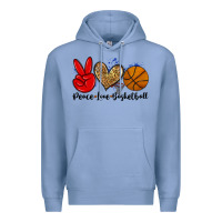 Colony Blue peace love basketball Premium Hoodie - Zillion Design Studio