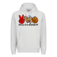 Dove Grey peace love basketball Premium Hoodie - Zillion Design Studio