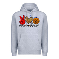 Heather Grey peace love basketball Premium Hoodie - Zillion Design Studio