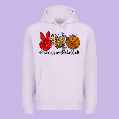 Peace Love Basketball Premium Hoodie Designed By Zillion Design Studio