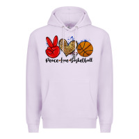 Lilac peace love basketball Premium Hoodie - Zillion Design Studio