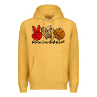 Mustard peace love basketball Premium Hoodie - Zillion Design Studio