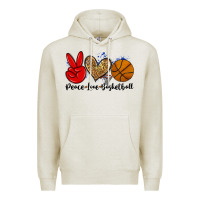 Oatmeal Heather peace love basketball Premium Hoodie - Zillion Design Studio