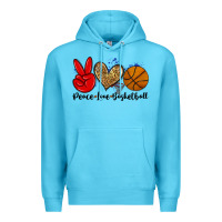 Ocean Blue peace love basketball Premium Hoodie - Zillion Design Studio