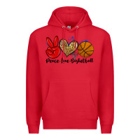 Red peace love basketball Premium Hoodie - Zillion Design Studio