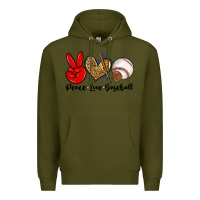 Army Green peace love baseball Premium Hoodie - Zillion Design Studio