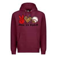 Burgundy peace love baseball Premium Hoodie - Zillion Design Studio