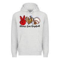 Dove Grey peace love baseball Premium Hoodie - Zillion Design Studio