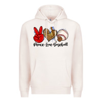 Pale Pink peace love baseball Premium Hoodie - Zillion Design Studio