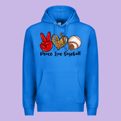 Peace Love Baseball Premium Hoodie Designed By Zillion Design Studio