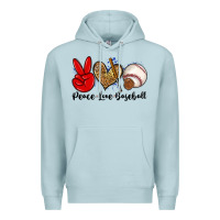 Blue Mist peace love baseball Premium Hoodie - Zillion Design Studio