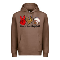 Chestnut peace love baseball Premium Hoodie - Zillion Design Studio