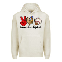 Oatmeal Heather peace love baseball Premium Hoodie - Zillion Design Studio