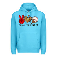 Ocean Blue peace love baseball Premium Hoodie - Zillion Design Studio