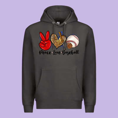 Peace Love Baseball Premium Hoodie Designed By Zillion Design Studio