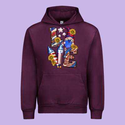 Urban Hoodie love 4th of july with gnome