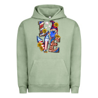 Pigment Oil Green love 4th of july with gnome Urban Hoodie - texasbilliewilder