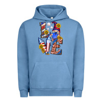 Pigment Pebble Blue love 4th of july with gnome Urban Hoodie - texasbilliewilder