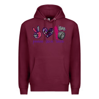 Burgundy peace love race Premium Hoodie - texasbilliewilder