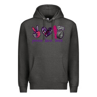 Charcoal Heather peace love race Premium Hoodie - texasbilliewilder