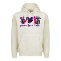 Oatmeal Heather peace love race Premium Hoodie - texasbilliewilder