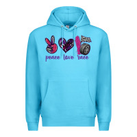 Ocean Blue peace love race Premium Hoodie - texasbilliewilder