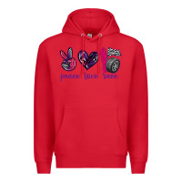Red peace love race Premium Hoodie - texasbilliewilder