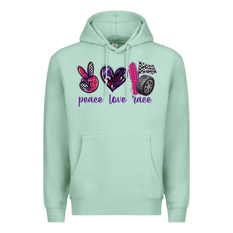 Peace Love Race Premium Hoodie by texasbilliewilder | Teevron