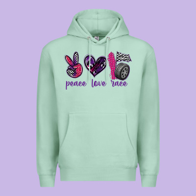 Peace Love Race Premium Hoodie Designed By Texasbilliewilder