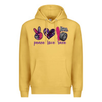 Antique Gold peace love race Premium Hoodie - texasbilliewilder