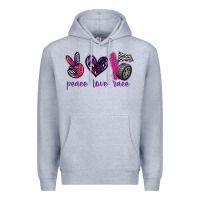 Heather Grey peace love race Premium Hoodie - texasbilliewilder
