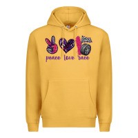 Mustard peace love race Premium Hoodie - texasbilliewilder