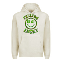 Oatmeal Heather feeling lucky with leopard Premium Hoodie - RanaPortraitStore