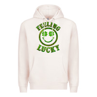 Pale Pink feeling lucky with leopard Premium Hoodie - RanaPortraitStore