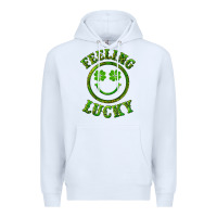 White feeling lucky with leopard Premium Hoodie - RanaPortraitStore