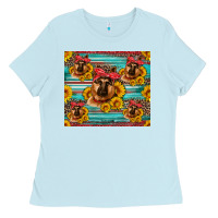 Baby Blue german shepherd with sunflowers Ladies Tee - Artiststas