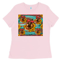 Bubblegum Pink german shepherd with sunflowers Ladies Tee - Artiststas