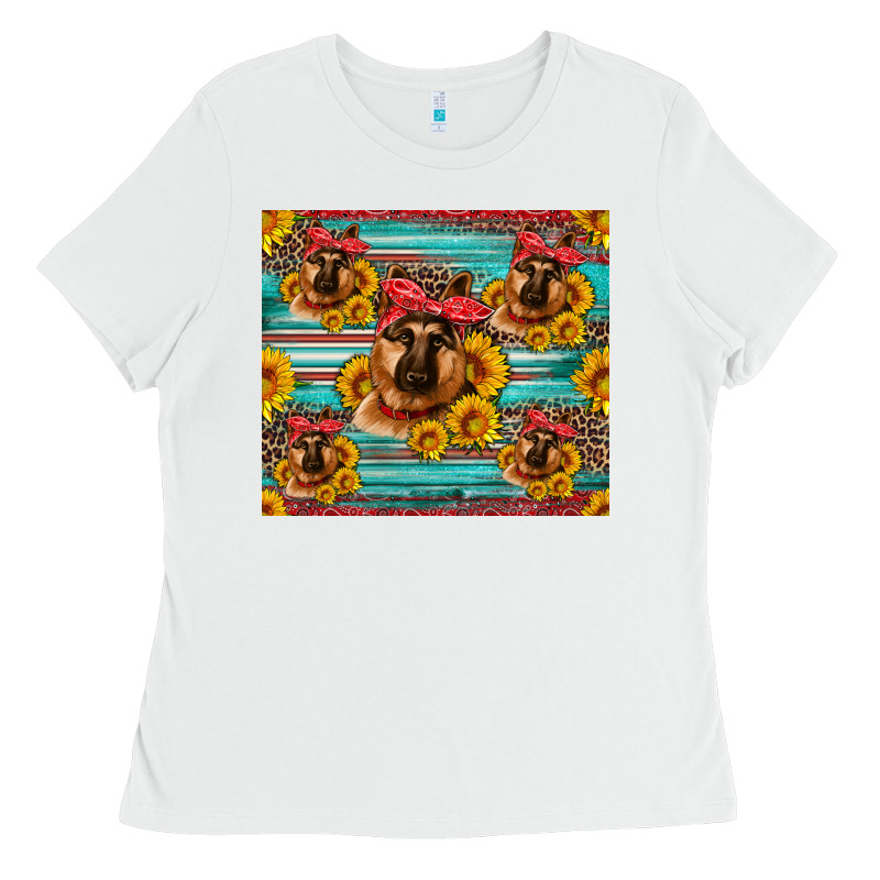 German Shepherd With Sunflowers Ladies Tee by Artiststas | Teevron