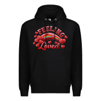 Black feeling loved valentine's day Premium Hoodie - RanaPortraitStore