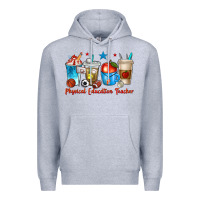 Heather Grey physical education teacher coffee cups Premium Hoodie - texasbilliewilder
