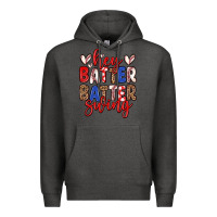 Charcoal Heather hey batter batter swing Premium Hoodie - Zillion Design Studio
