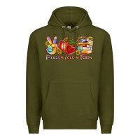 Army Green peace love teach Premium Hoodie - texasbilliewilder