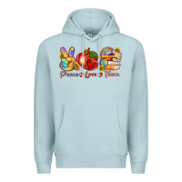 Blue Mist peace love teach Premium Hoodie - texasbilliewilder